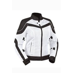 BILT Techno Motorcycle Jacket Padded Bikercore White Black Mens Size S Womens L